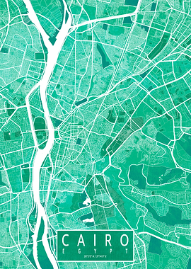 Cairo City Map Watercolor