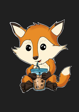 Bubble Tea Kawaii Fox