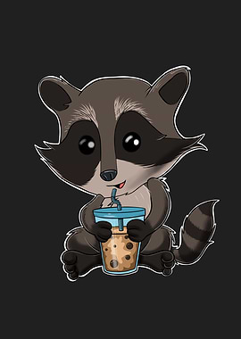 Bubble Tea Kawaii Raccoon