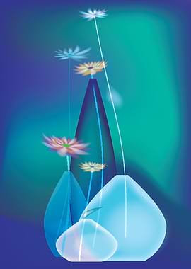 Fantasy daisies in blue