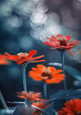 Colorful zinnia, macro