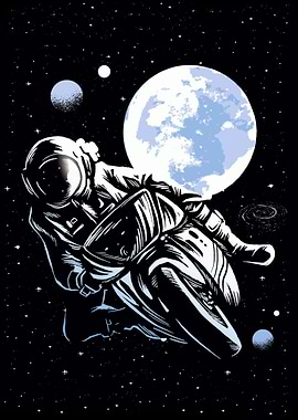 Motorbiker in Space Moon