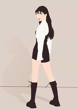 Minimalist cartoon girl