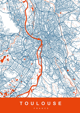 TOULOUSE Map FRANCE