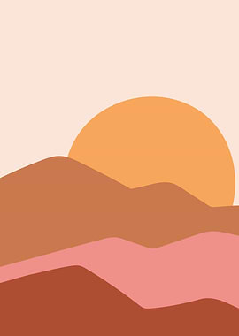 Nature mountain sunset art