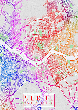 Seoul City Map Colorful