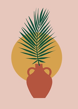 Palm leaf vase modern art