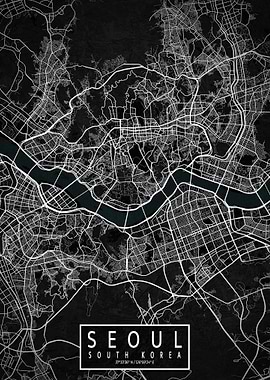 Seoul City Map Dark