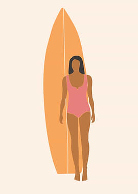 Woman with Surfing board