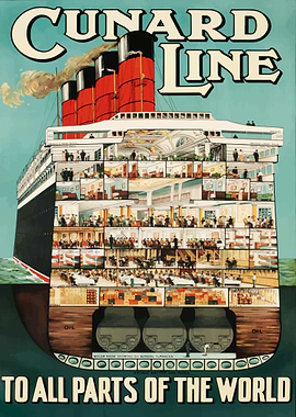 Cunard Line Vintage Poster