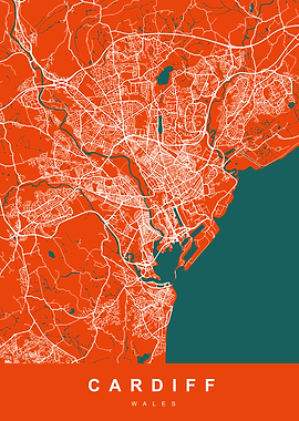 CARDIFF Map WALES UK