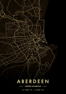 Aberdeen City Map Gold