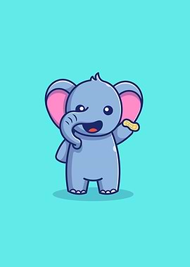 Cute Elephant Holding Nut
