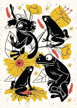 Frogs with Flowers