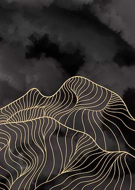 Abstract Mountain line art