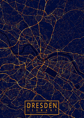 Dresden Map City At Night