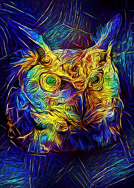 Owl Flaming Night
