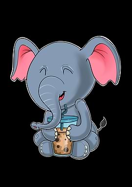 Bubble Tea Kawaii Elephant