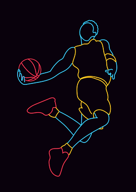 line art basketball