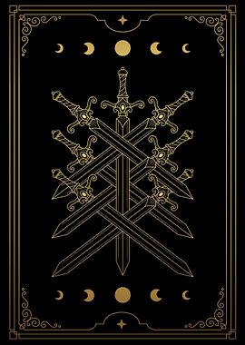 Seven sword tarot card