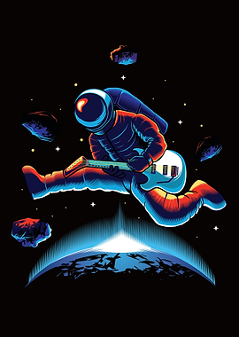 Astronaut playing guitar