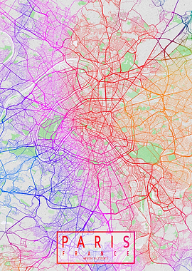Paris City Map Colorful