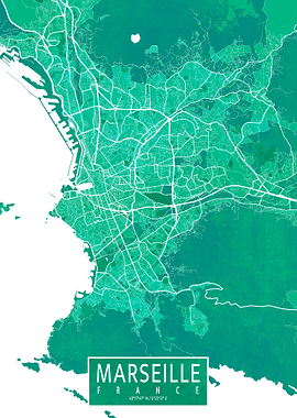 Marseille Map Watercolor
