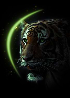 tiger face green lighting