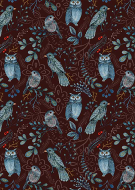 Birds and owls pattern