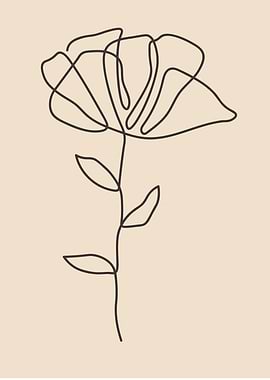 Flower continuous line art