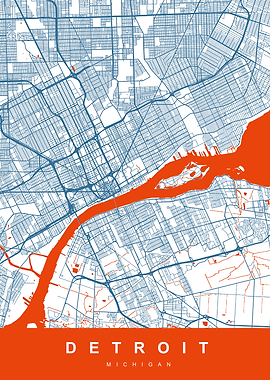 DETROIT Map MICHIGAN