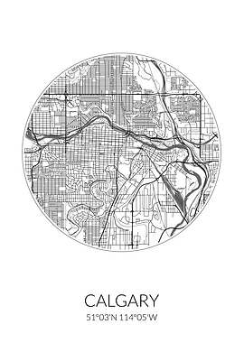 Calgary City Map White