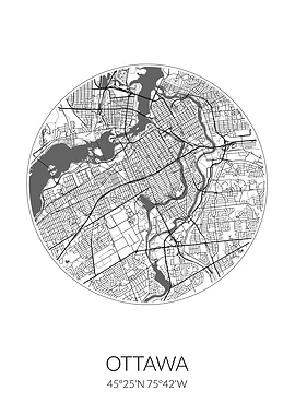 Ottawa City Map White