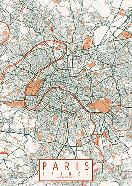 Paris City Map Bohemian