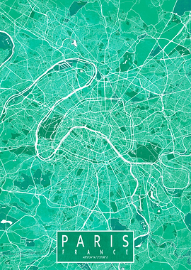 Paris City Map Watercolor
