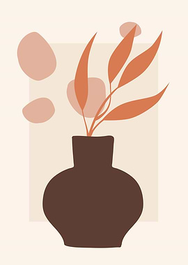 Leaf vase abstract poster