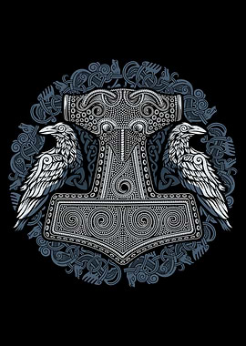 Viking Thor Raven Mjolnir