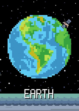 Space Pixel Art Earth