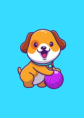 Cute Dog Playing Ball