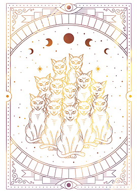 Tarot cats with moon phase