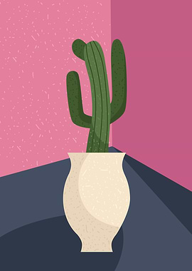 Abstract Cactus vase art