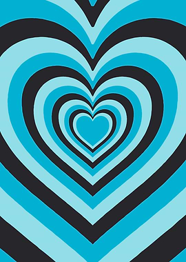 Retro Hypnotic Blue Hearts