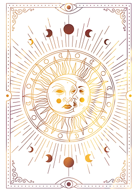 Tarot Moon and sun face
