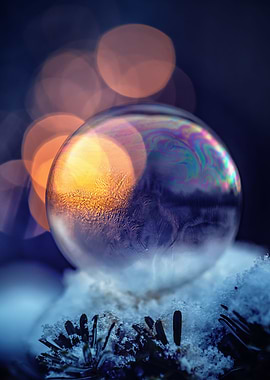 Winter day, frozen bubble
