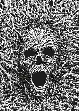 Graphic book art skull