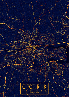 Cork Map City At Night