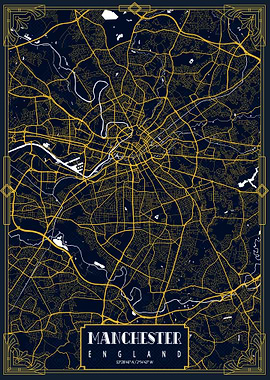 Manchester City Map Gold