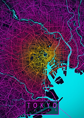 Tokyo City Map Neon