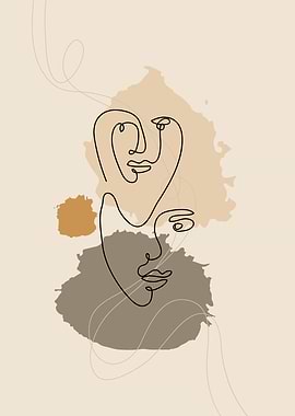 Couples one line art print