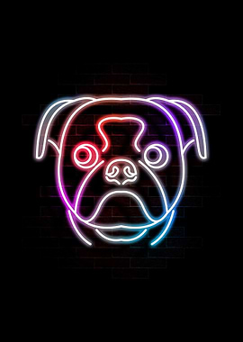 pug dog neon art